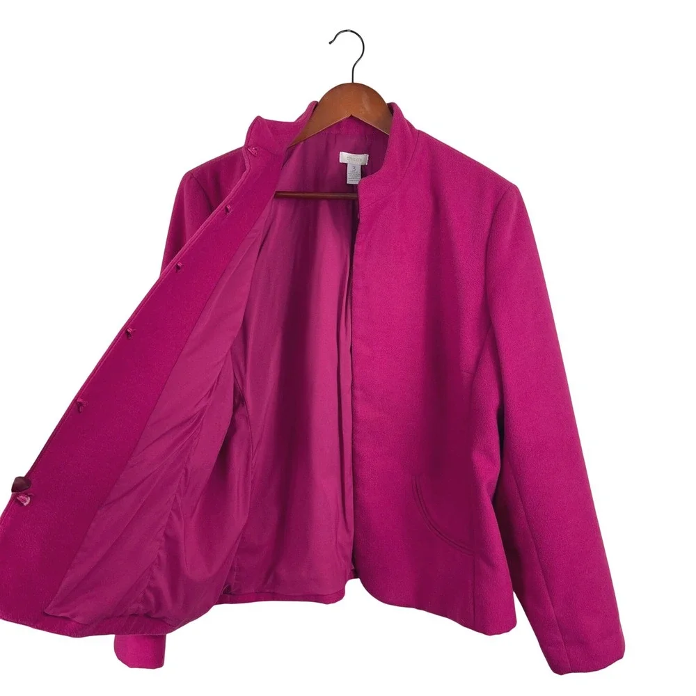 Chico's Pink Hidden Hook Blazer Jacket Womens Academia Old Money Twee Size 3 XL - Picture 2 of 16